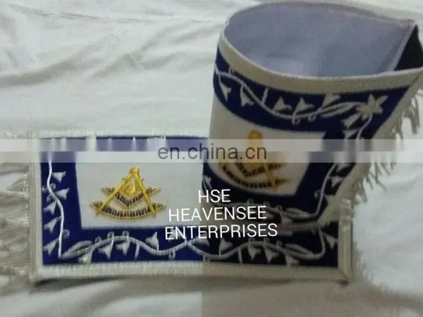 MASONIC REGALIA PAST MASTER CUFF'S WHITE BLUE photo-5
