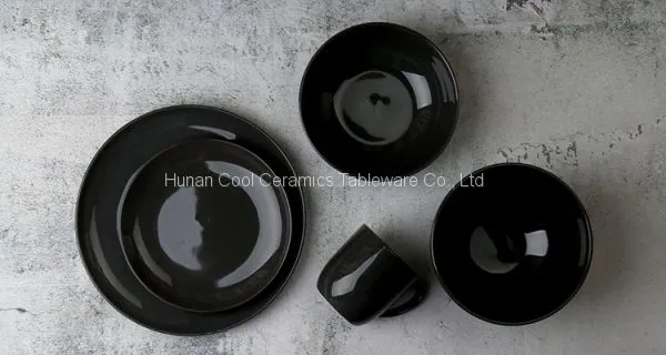 7 Inch Round Blue Solid Color Glazed Custom Design Decorative Ceramic Stoneware Porcelain Soup Serving Bowls photo-3