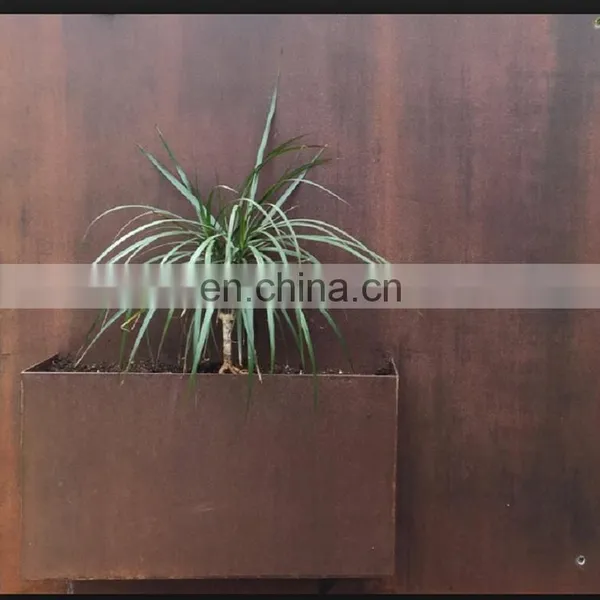 Custom Rectangular Corten Planter Box Metal Rust Wall Planters photo-3