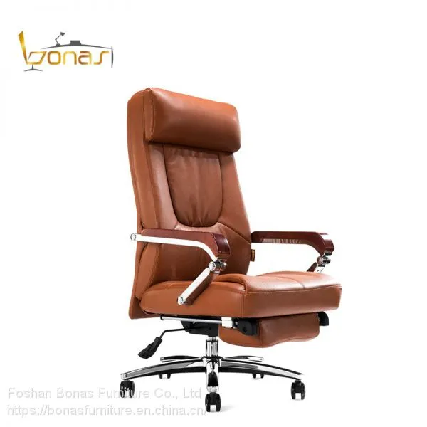 Classic Luxury Leather Boss Office Chair With Footrest