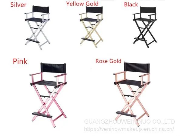 Makeup Chair Salon Director Aluminum Portable Black With Headrest For Professionals Makeup Academy Vanity Chair Professional