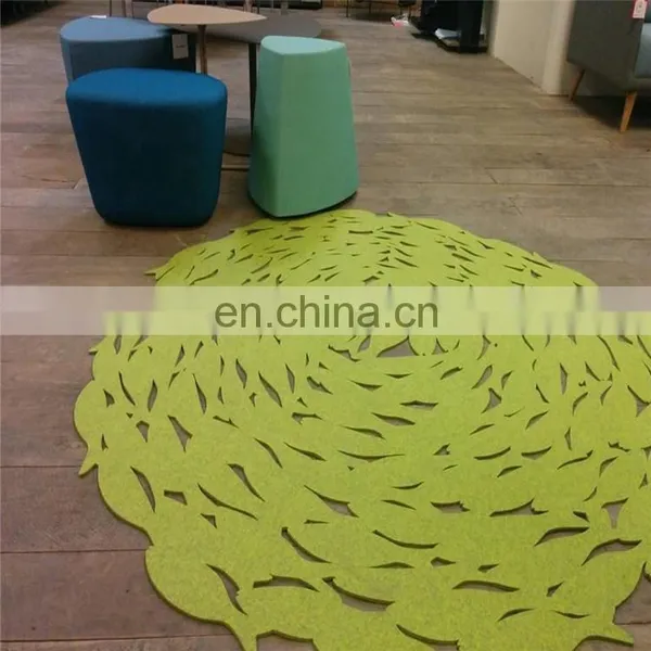 High Quality Lase Cut Green Office Different Shapes Wool Felt Modern Area Rug for Whole Sale photo-4