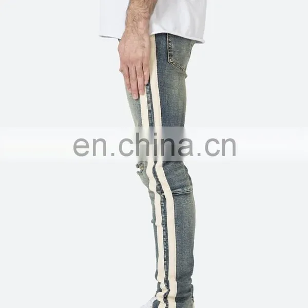 DiZNEW FABRICS CUSTOM WHITE SKINNY TRACK PANT JEANS FOR MEN photo-4