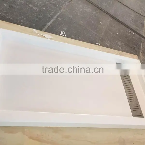 Cultured Marble Shower Pan With Stainless Steel Drain Cover, Shower Base, Shower Tray photo-3