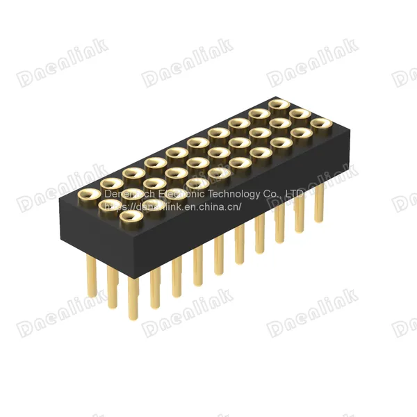 Dnenlink 1.27mm Pitch Triple Row H2.0mm Concave Contact Straight Female Header DIP Type PogoPin Header photo-2