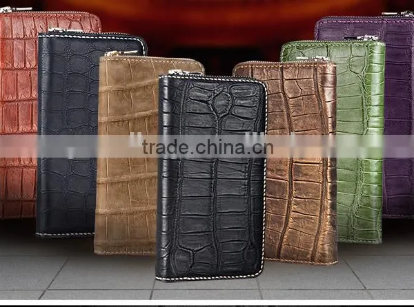 Luxury Wholesale Genuine Crocodile Alligator Leather Women Zip Long Wallet Clutch Wallet for Men photo-2