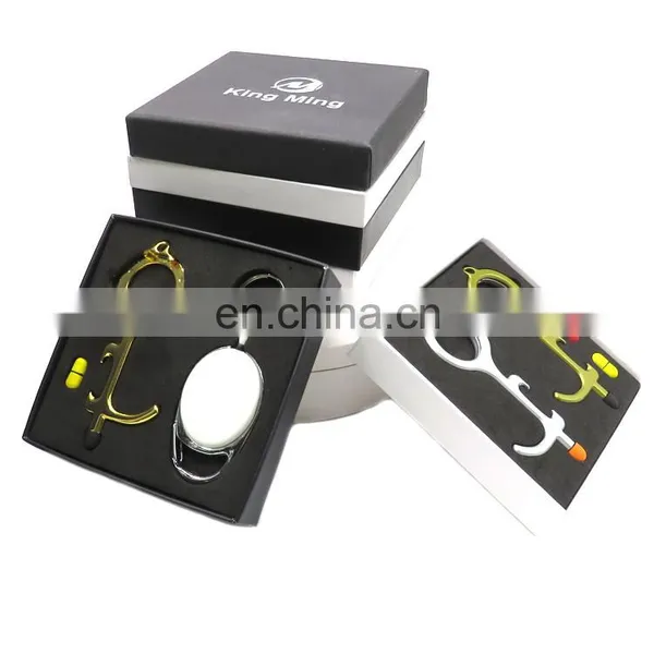 Hot Selling High Quality Retractable Pull Reel Key Chain Hands Free Door Opener With Premium Box photo-3