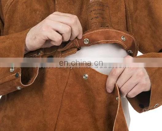 Rust Red Split Cowhide Leather Welding Cape Clothing Sleeves With Detachable Split Cow Leather Welder Apron photo-2