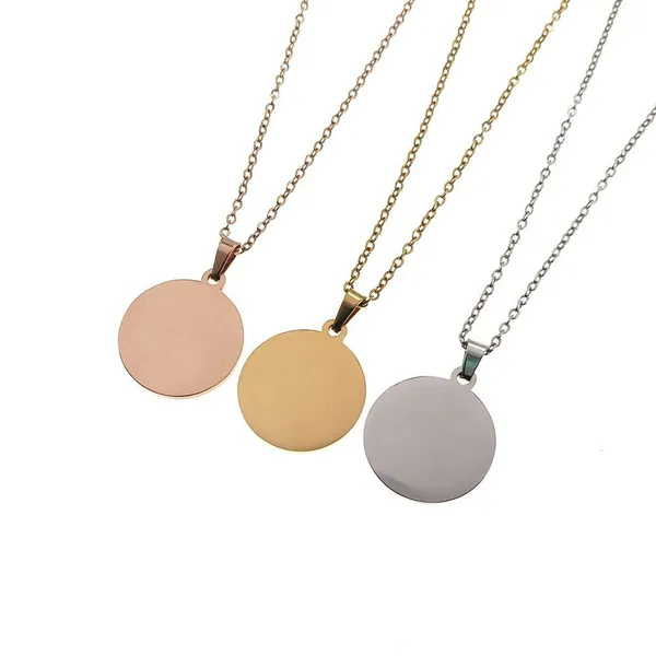 Blank Custom Engraved Name of Stainless Steel Circular Pendant Necklace photo-5