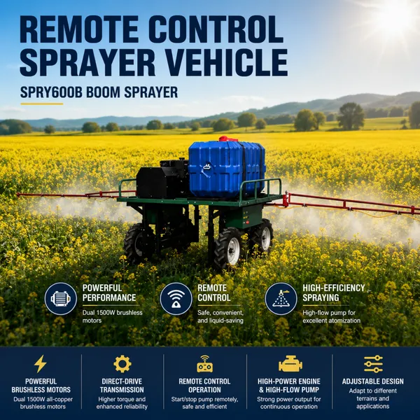 Agriculture Robot Sprayer 600L Remote Control Spray Machine With 13kW Gasoline Engine and Folding Boom