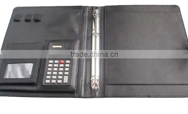 PU Multi-function Leather Portfolio Folder With Zipper &spring Binder photo-3