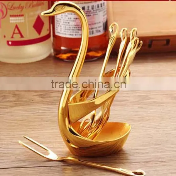 High Quality Zinc Alloy Swan Tableware With Fork and Spoon