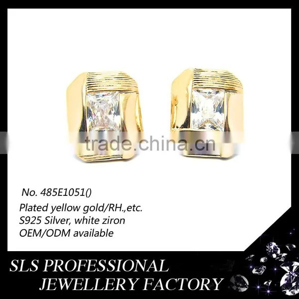 Sterling Silver White Gold Plated Screw Back Black CZ Stone Earrings Fashion in 2015 photo-5