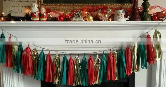 New Years Eve Decoration Handmade TISSUE PAPER TASSEL GARLAND Quality Choice photo-4