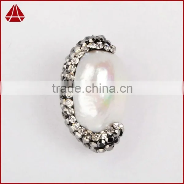 Fresh Water Pearl Jewelry, Fashion Pearl Beads With CZ, Zircon Pave Jewelry Beads With Hole