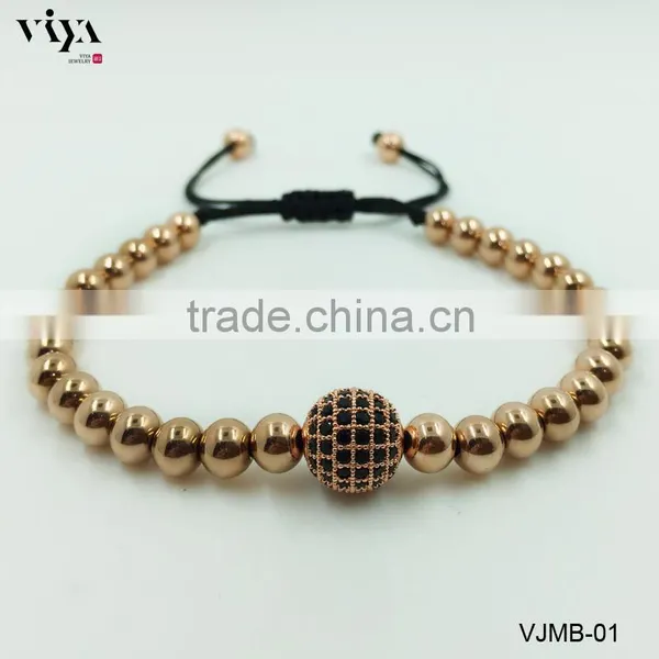 Newest Fashion Unzex Wrap Rope Beads Bracelet With Stainless Steel Bead Bracelet 7" photo-6