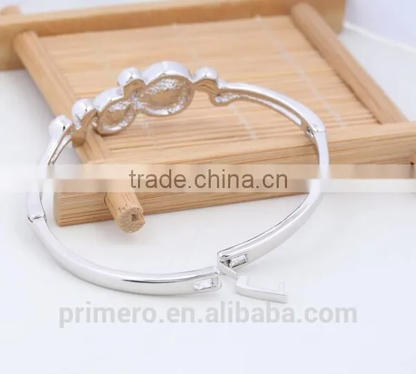 Fashion Silver Plated With Crystal Round Charms Bracelets Bangles Wedding Jewelry photo-6