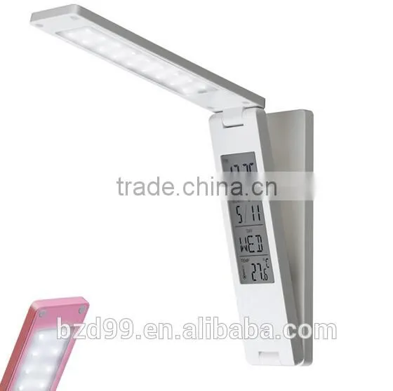 USB Port Recgargeable Flexible Folding LED Desk Lamp With Calendar Timer Temprature and Alarm Clock Functions photo-4