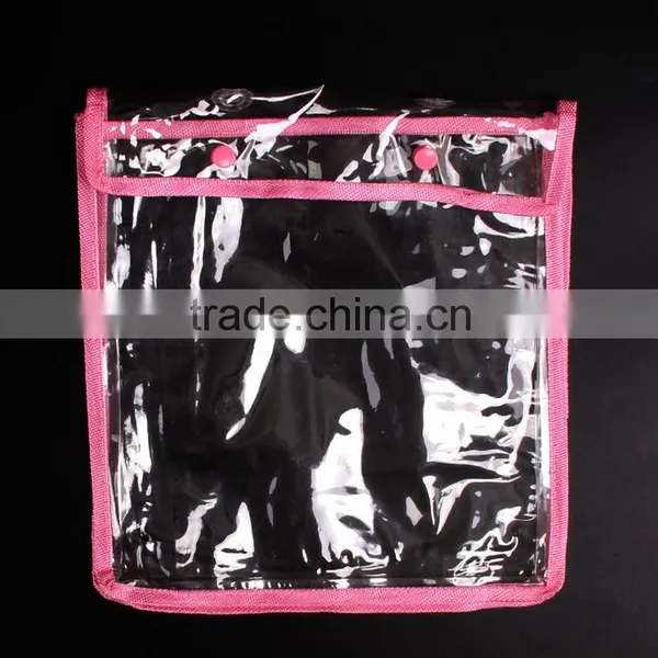 Clear PVC Bag,button Closure Style Shopping Bag ,gift Bag ,Cosmetic Bag ,webbing PP Piping