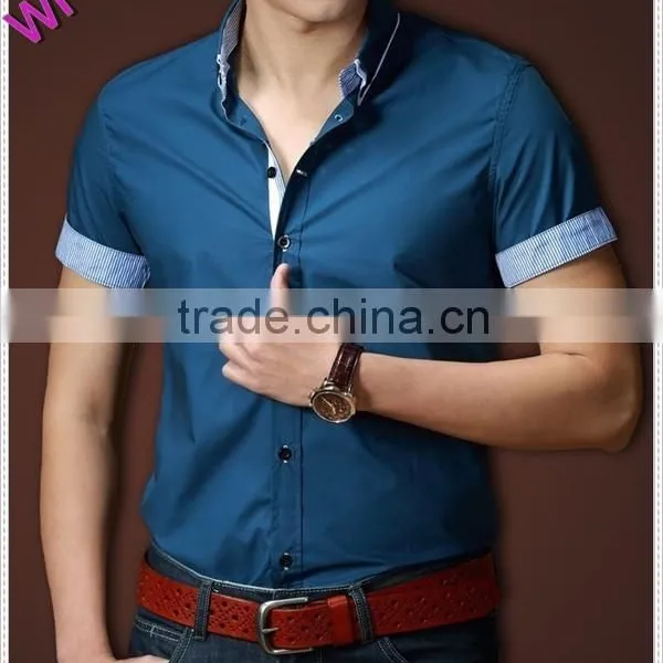 Custom Young Mens Slim Roll up Short Sleeve Shirt photo-2
