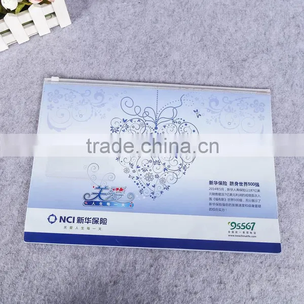 Business Promotion A4 Size Plastic Zipper Pvc Bag Document Bag Slide Zip Lock Plastic Bag photo-2