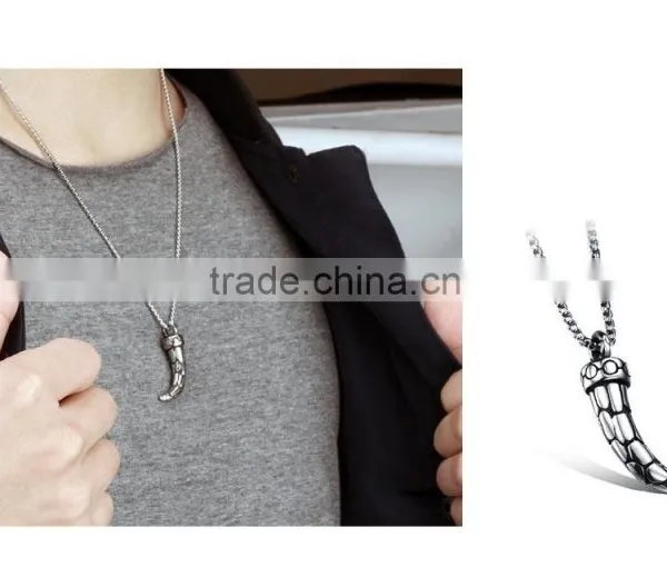 Wholesale Fashion Jewelry on Antique Buffalo Horn Necklace With Chain for Men photo-5