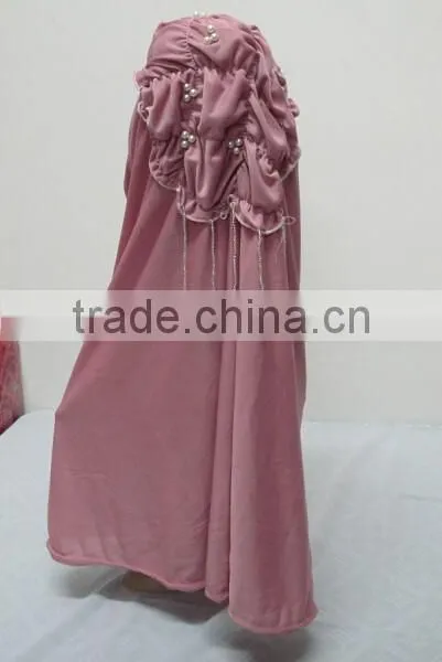 H242 Latest Muslim Hijab Scarf With Flowers on Back photo-6