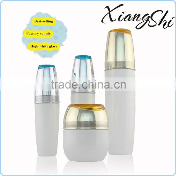 White Painting Cream and Lotion Glass Cosmetic Bottles Set