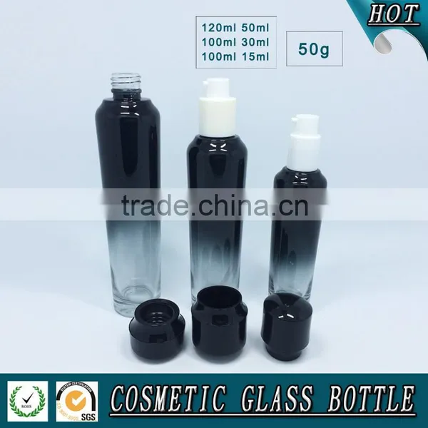 Black Colored Empty Cosmetic Packaging Glass Bottles and Jars photo-2