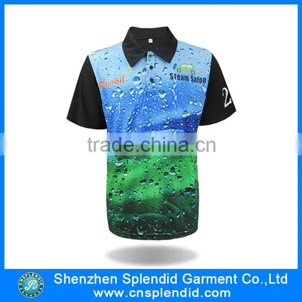2015 New Coming Pattern Design Sublimated 100% Polyester Sports Polo T-shirt Small Order