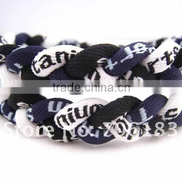 New Large Power Triple Braided Ionic Titanium Balance Sport Baseball Necklace photo-2