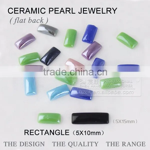 Wholesale Loose Ceramics Pearl 5*10mm Rectangle Flat Back Ceramic Rhinestone Factory Direct on Sales