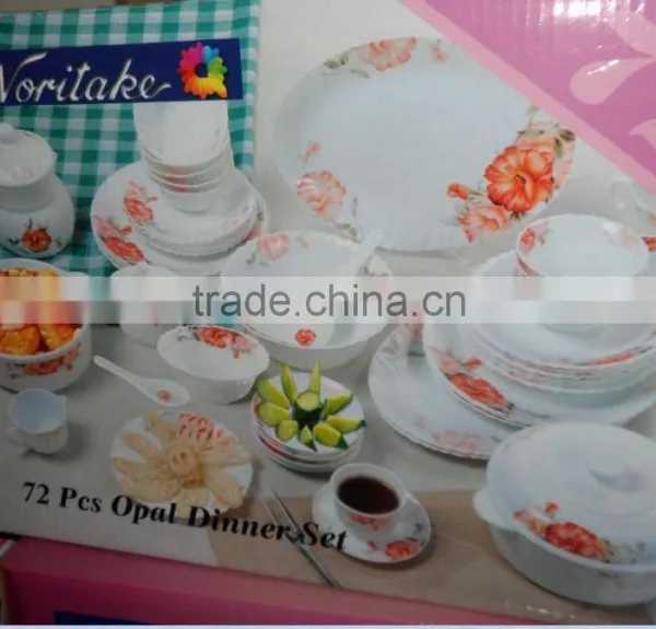 72pcs Spin Set Opal Glass Dinnerware Tableware