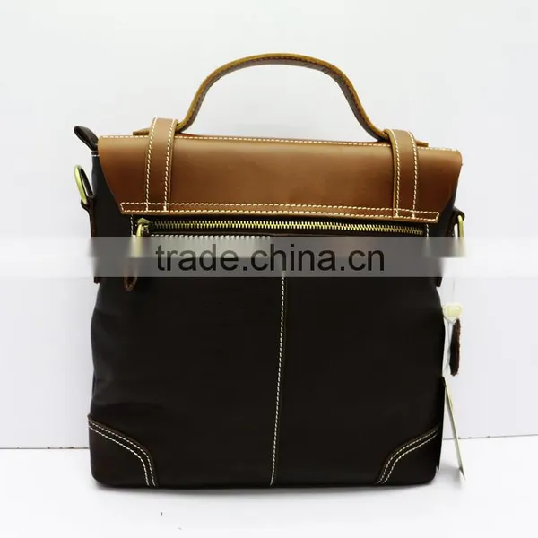 High Quality European Style Portable Briefcase Coffee Real Leather Men's Shoulder Bag photo-2