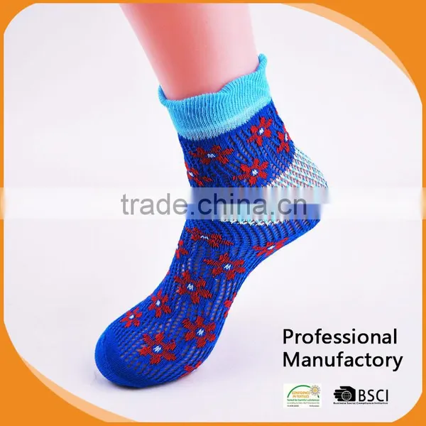 Women's Jacquard Pointelle Pattern Rumi Socks Made by Italy Socks Machine Flower Pattern photo-2