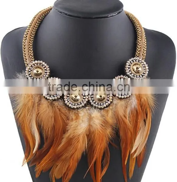 Factory Handmade New Fashion Design Real Feather Necklace for Women photo-3