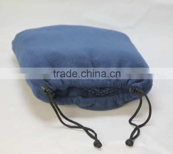 100%Polyester Solid Color Polar Fleece Travel Blanket With Drawstring Bag photo-3