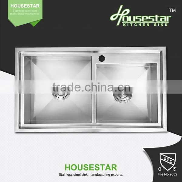 Modern Kitchen Designs Housestar Sink 304 Stainless Steel Kitchen Sink Handmade R15 Corner Basin for Washing With Grid R15-3118 photo-3