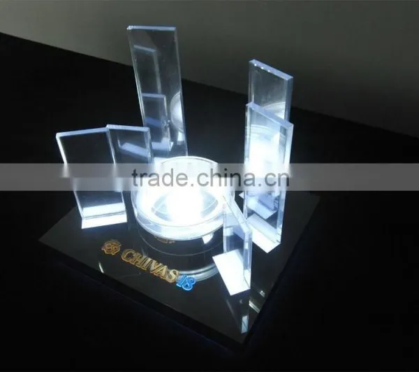 Illuminated wine display stand,LED lighting wine display base,acrylic wine display