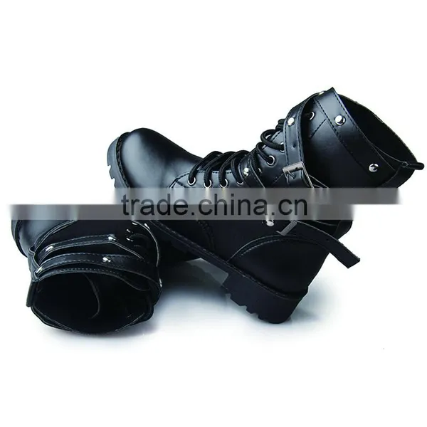 Autumn Winter Women Rivet Boots Ladies Vintage Motorcycle Combat Army Punk Shoes Leather Women Boots photo-3