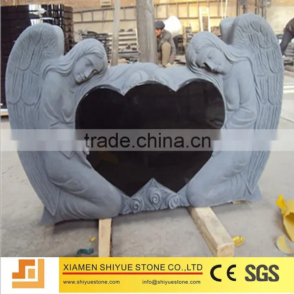 Angel and Double Heart Headstone