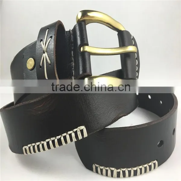 Brass Hore Shoe Buckle Genuine Leather Western United States Cowboy Style Belt photo-2