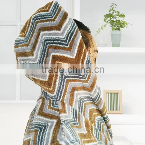Kevince Women Flannel Pyjama Robe Wave AOP Printed Knitting MOQ 1000pcs OEM Factory Directly photo-6