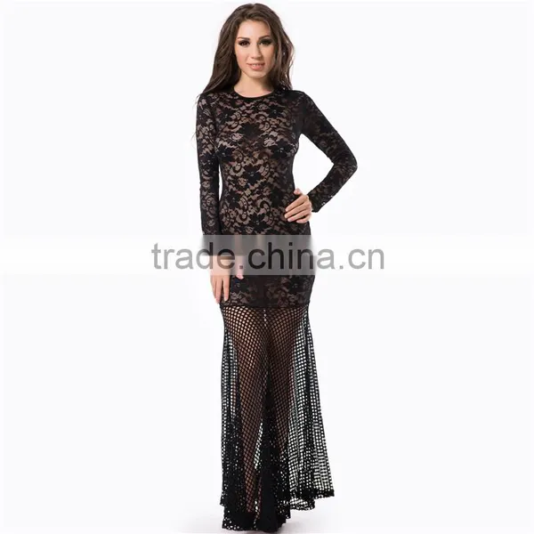 New Arrival Lace Mermaid Dress Evening Dress Long Sleeve Wholesale Evening Dress photo-2