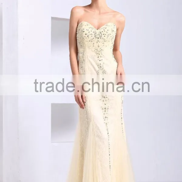 Off Shoulder Backless Sexy Elegant Lace Ivory Long Beaded Fashion Evening Dress photo-2