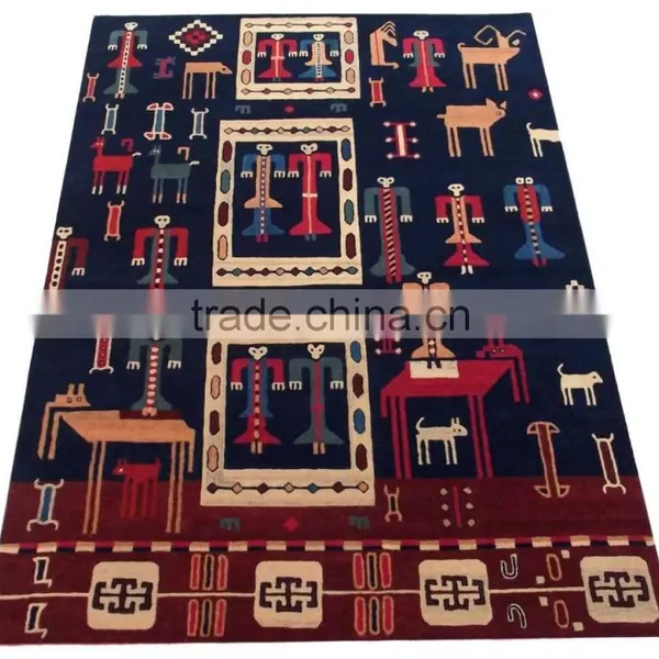 Tribal Design Hand Tufted Cut Pile Wool Rugs, Latex Backed With Cloth photo-2