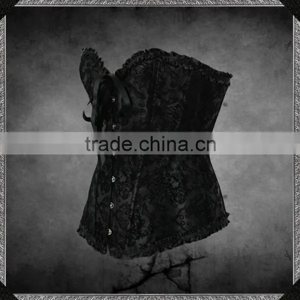 2014 New Fashion Gothic Black Steel Bone Gorgeous Overbust Corset 7398 photo-2