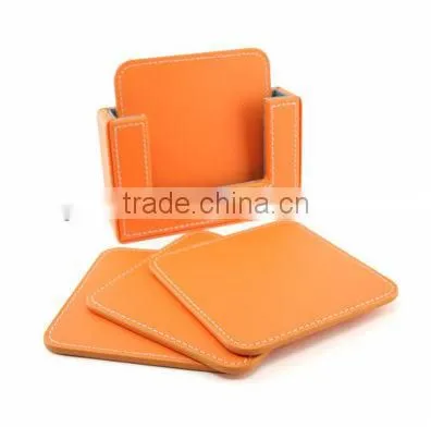 Black Leather Drink/tea Coasters photo-5
