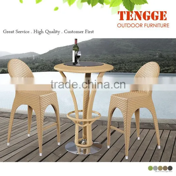 3 Pieces Strong Weaving Aluminium Furniture Modern Bar Sets photo-2