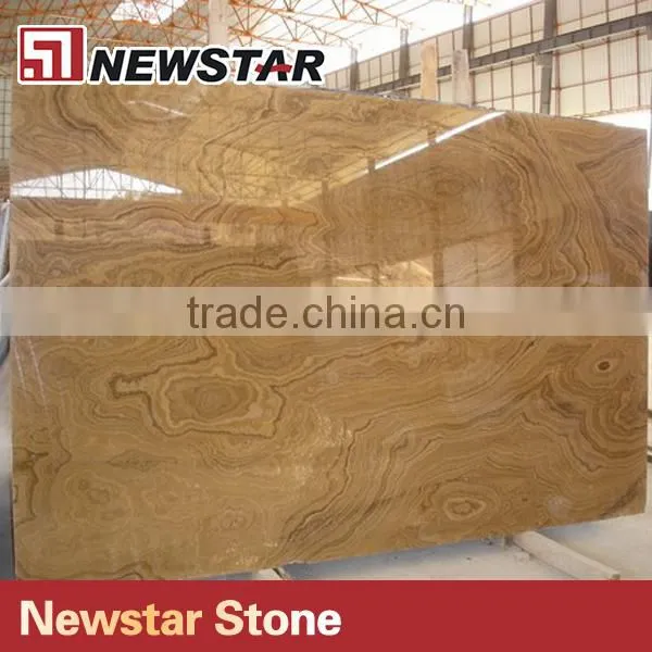 Newstar Polish Golden Yellow Wooden Marble Slab For Family Decoration photo-2